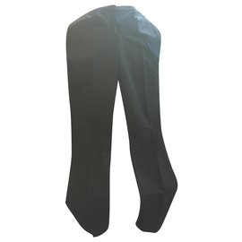 Burberry-Black virgin wool straight pants-Black