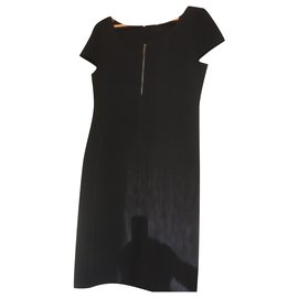 Ferré Milano-Black short-sleeved wool dress-Black