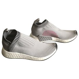 Adidas-Adidas NMD sans lacets  grises pointure 42 2/3-Noir,Rose,Blanc,Gris
