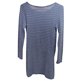 Robe pull rayée La Fée Maraboutée laine noire et grise Noir Gris
