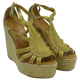 Sandales plateforme Hermès espadrilles daim beige Beige
