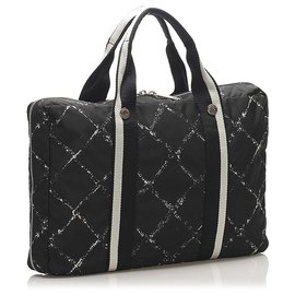 Chanel-Custodia per laptop in nylon nera Old Travel Line Chanel-Nero,Bianco