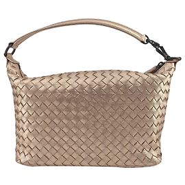 Bottega Veneta Bottega Venetta, Bolsa de couro trançado rosa metálico Metálico