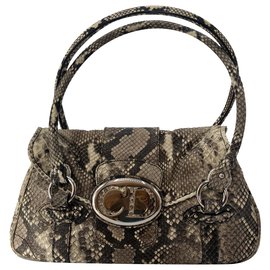 Bolsa de ombro Christian Dior em python bege Multicor Bege