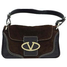 Borsa a tracolla Valentino Garavani in camoscio marrone Marrone