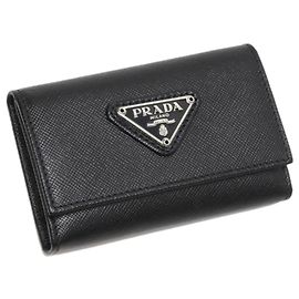 Prada Black Saffiano Key Holder Black
