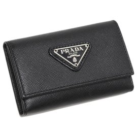 Prada-Prada Black Saffiano Key Holder-Black