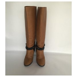 Hermès-Hermes Cross Strap Leather Boots-Brown