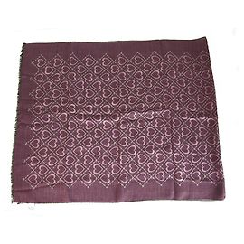Moschino Cheap And Chic Moschino Cheap & Chic Purple Hearts Wool & Silk Large Long Scarf Pashmina Shawl Purple
