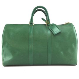 Louis Vuitton-Louis Vuitton Keepall 45 Cuir épi vert-Vert