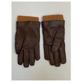 Gucci-Gucci Felino braune Handschuhe Größe 8,5-Dunkelbraun