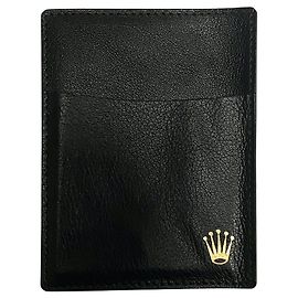 ROLEX BLACK LEATHER CARD HOLDER Black