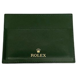 Rolex-PORTE-CARTES EN CUIR VERT ROLEX-Vert