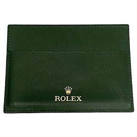 ROLEX GREEN LEATHER CARD HOLDER Green