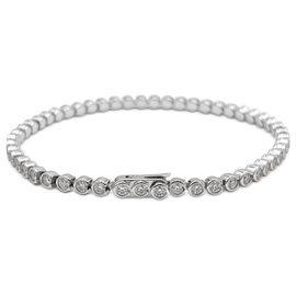 Cartier-Bracelet ligne Cartier "C de Cartier" en or blanc et diamants.-Autre