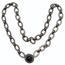 Colar Yves Saint Laurent em metal prateado e strass Prata