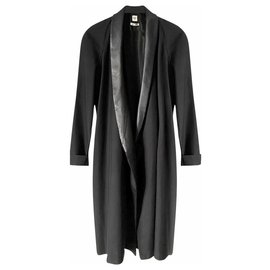Hermès-Manteau en cuir d'agneau en soie-Noir