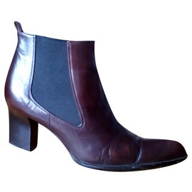 Miu Miu-BOTTINES EN CUIR MIU MIU-Marron