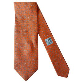 Hermès Cravate Lucky Charms Orange Grey