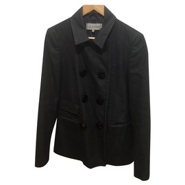 Jigsaw-Manteau court boutonné doublé puzzle-Noir