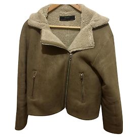 Zara Giacca in finto shearling / pilota Marrone Beige
