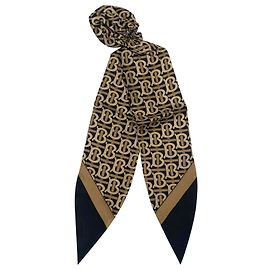BURBERRY MONOGRAM HAAR FOULARD Braun Schwarz