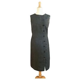 CAROLL Leinenkleid Grau Melange Schwarz Grau