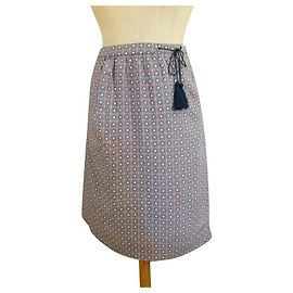 Falda CAROLL estampada de viscosa roja y azul talla 38 Roja Azul