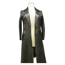 Hermès Prächtiger schwarzer Ledermantel Schwarz
