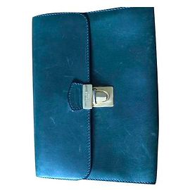 Céline Leather Clutch Bag Dark Green Dark green