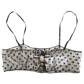 Alexander Mcqueen-Resort'16 Jewelled Tulle Bralette-Black