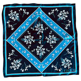 Erdem-ERDEM x H&M Floral Silk Scarf Foulard-White,Blue,Light blue