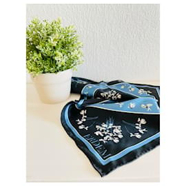 Erdem-Foulard ERDEM x H&M en soie à fleurs Foulard-Blanc,Bleu,Bleu clair