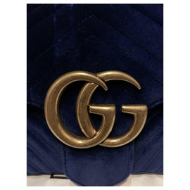 Gucci-Gucci Marmont en terciopelo azul-Azul