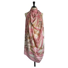 Hermès HERMES Maxi Stola Cashmere seta Rosa Buone condizioni Rosa