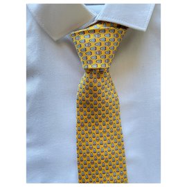Hermès-Gravata de sarja Hermès Pingloo-Amarelo