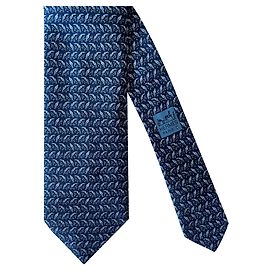 Hermès Tie Lining a Perocan Cinza Azul escuro
