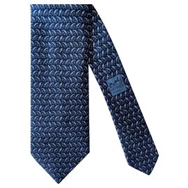 Hermès Tie Lining a Perocan Grey Dark blue