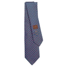 Hermès-Hermès Tie Tie 7 Cacciatore di sogni-Rosa,Blu