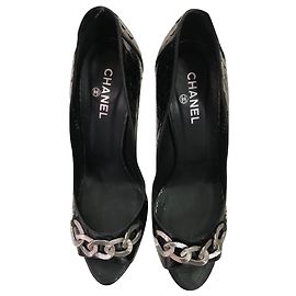 Zapatos de tacón Chanel Pitón Negros 11cm Negro