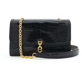 Hermès CADENA DE ANCLA NEGRO CROCO Negro