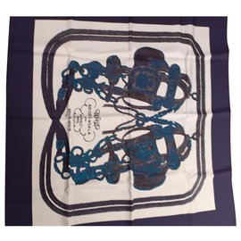 Hermès-Silk scarves-Navy blue