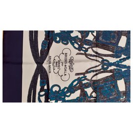 Hermès-Lenços de seda-Azul marinho