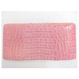 Autre Marque-Crocodile Skin Wallet tri-fold-Pink
