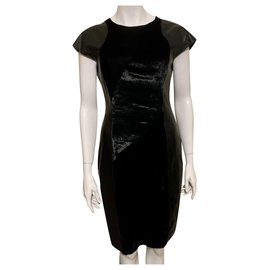 Prada-Leather and velvet dress-Black