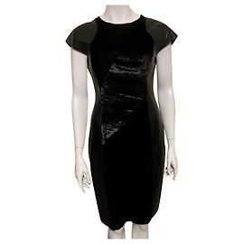 Prada Abito in pelle e velluto Nero