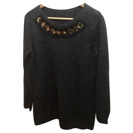 Vera Wang-Knitted sweater dress-Grey