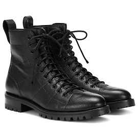 Jimmy Choo Cruz Flache Lederstiefeletten Schwarz