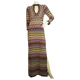 Free People Vestido largo de punto con mangas largas en zigzag multicolor sz S / P Multicolor