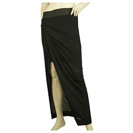 Helmut Lang Schwarz Sexy Schlitz Drapiert Langer Maxirock Größe S / P. Schwarz